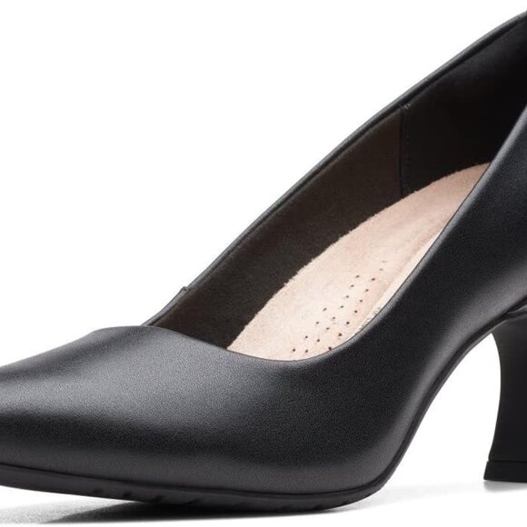Women's Leather Kitten Heel Pumps 2.75in Comfort Cushioned Footbed - Picture 1 of 3